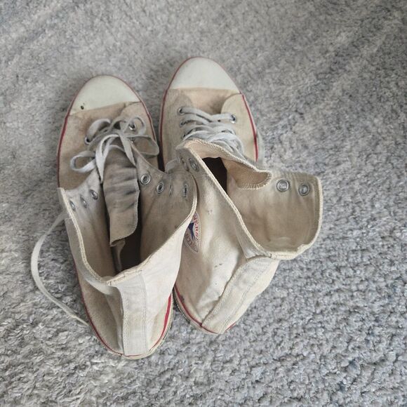 Vintage White Converse Shoes Mens 13 All Star High Tops Made In USA - Picture 4 of 15